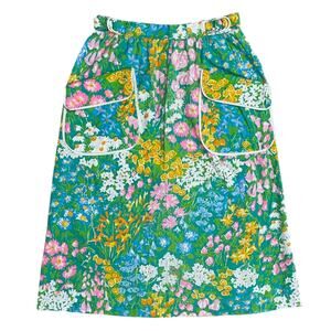 Vintage Hunter Sportswear Sz 6 Skirt Floral Garden Colorful Pockets Midi Cottage